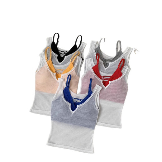 Tingluan (TINGLUAN) new two-piece set slightly see-through Tencel vest with small straps slimming white + red one size fits all 80-120 Jin Jin equals 0.5 kg