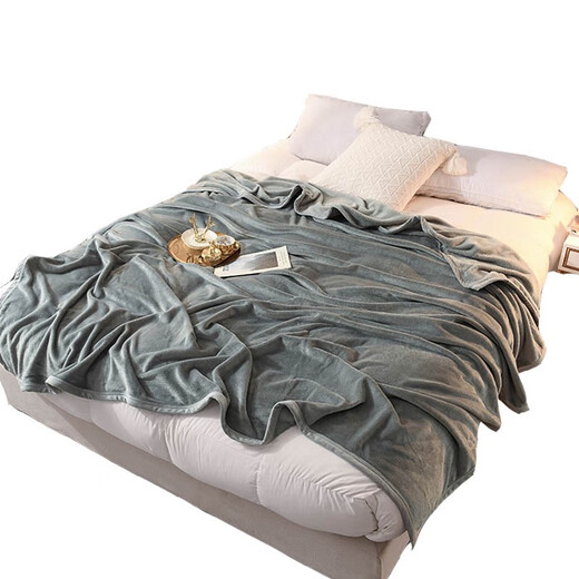 Pupan winter milk velvet bed sheet thickened baby velvet flannel coral velvet dormitory single and double blankets to keep warm, fog blue 90x100cm office knee, double-sided velvet 3 seconds quick heating