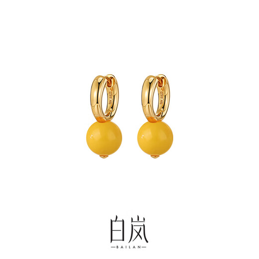 Bailan beeswax earrings for women, 925 silver earrings, design, light luxury, fashionable, elegant, high-end temperament, birthday gift for wife, beeswax earrings (10-10.5mm)