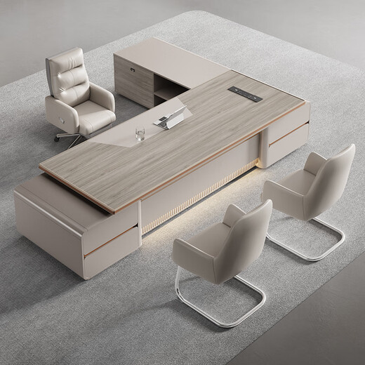 Hongheng boss desk desk simple modern chairman aluminum alloy manager light luxury executive desk office desk and chair combination material sample