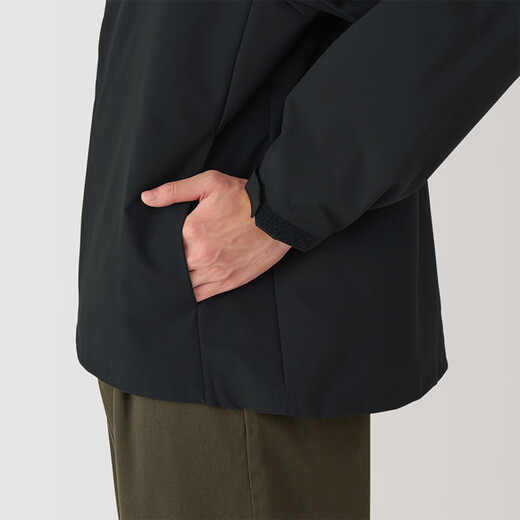 MUJI Men's Waterproof Hood Jacket Men's Jacket Autumn Outer Top Light Outdoor Sports Men's Clothing Black XL (180/104A)