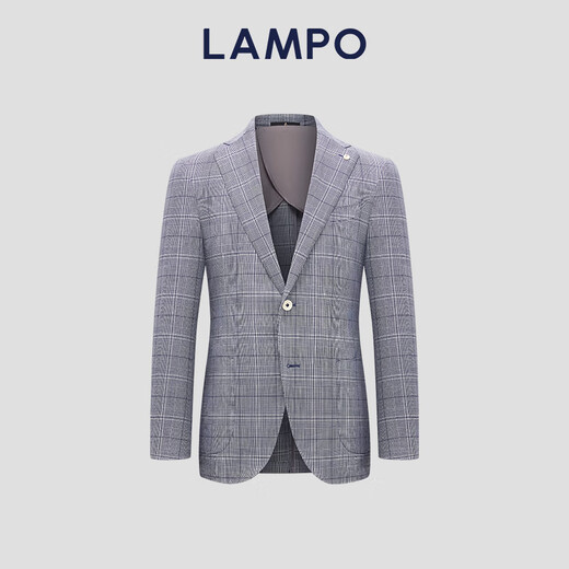 Blue Leopard (LAMPO) Special Offer Basic Wardrobe Spring Men's Suit Men's Suit Suit Top Suit (Light Gray Base Blue Check) 52 (175/104A) C