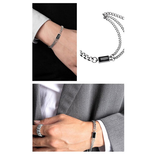 MZMZ Platinum Bracelet Men's pt950 Platinum Trendy Versatile Bracelet Valentine's Day Birthday Gift for Boyfriend and Husband When/Next Day Delivery - Light Luxury Fashion Bracelet 17+5cm