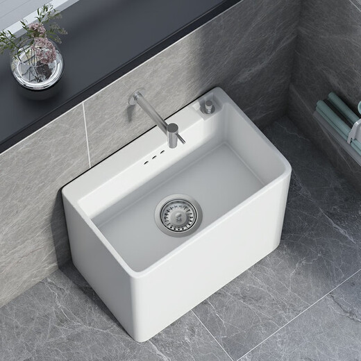 Bailey's ceramic mop pool household balcony basin one-piece rectangular heightened bathroom mop pool with faucet sink B08 Taiwan control (47*29*40)
