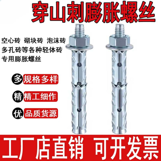 穿山刺膨胀螺丝鱼鳞拉爆砌块砖泡沫轻体砖专用膨胀螺栓加气块倒刺 外膨胀M10*200打孔14110个