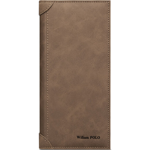 WILLIAMPOLO Paul Wallet Men's Long Multi-Card Card Bag Simple Trendy Brand Ultra-Thin Wallet Khaki Long Style Long