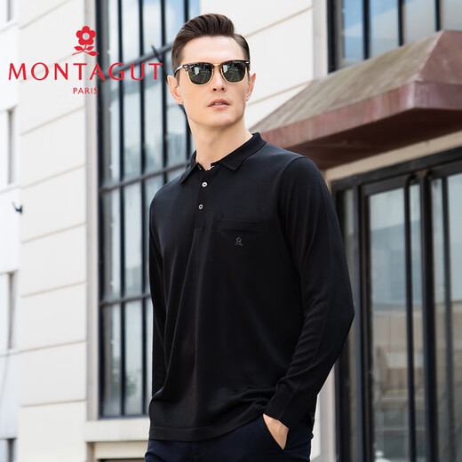 
Mengtejiao imported bright silk / shopping mall counter men's long-sleeved T-shirt spring and autumn business casual ice silk base polo shirt 320268 9195 wine red (spot) XS (155) 2 sizes