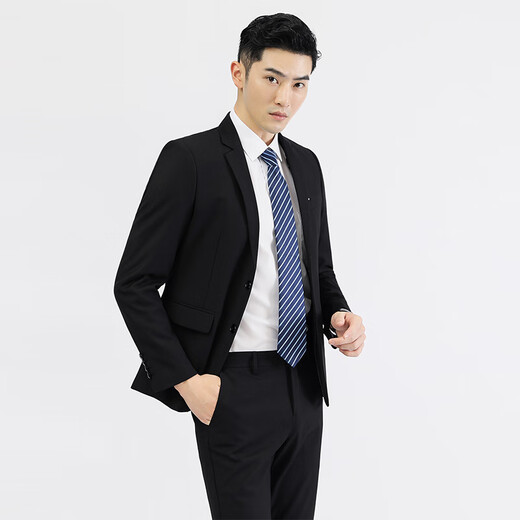 Ayo Fat Business Commuting Suit Slim Interview Suit Wedding Groom Fashion Dress Black 3XL