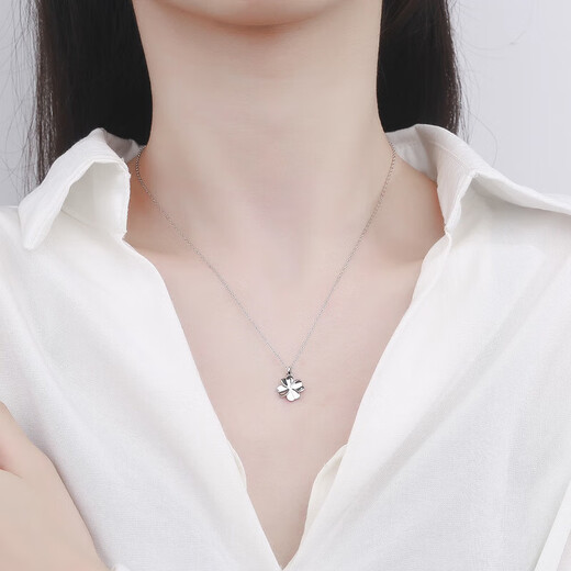 Stephen's birthday gift PT950 platinum necklace women's four-leaf clover luxury goods for girlfriend, light luxury model Ag, engraved SF Express next day delivery four-leaf clover light luxury model Ag