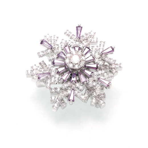 Qianbaolai Snowflake Brooch Rotating Luxury Coat Suit Pin Trendy Men's Corsage Accessories Silver and Black