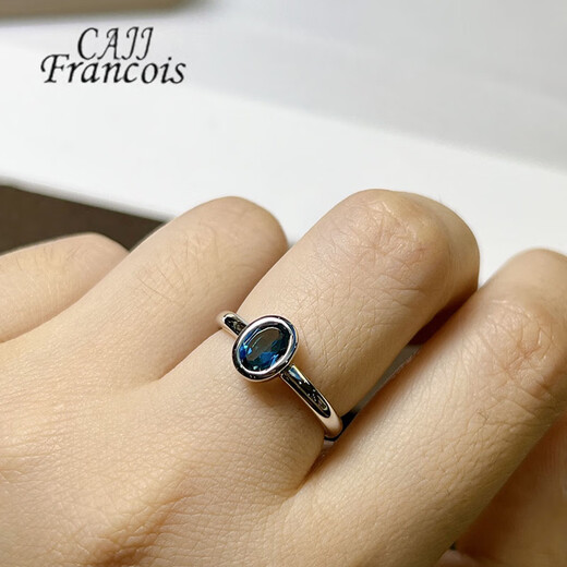 CAJJ Francois 0.80 carat topaz ring for women, natural colored gemstone, 925 silver inlaid jewelry, No. 13