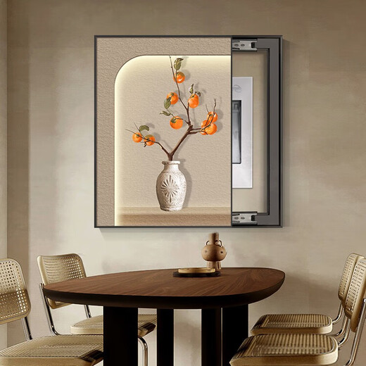 Shunjixiangli 2025 new electric switch distribution box hanging painting new Chinese simple electric box cover vertical mural electric meter box decoration painting JD11143 50*60cm (blocking 40*50) hydraulic black frame