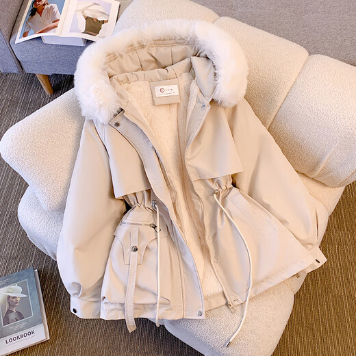 Yu Zhaolin Down Cotton Veste 2025 Nouvelle version coréenne de style coréen Version coréenne Mid-longueur Veste en coton hiver plus veste en coton Velvet Grande veste en laine de laine à l'abri du blanc suggère 105jin [Jin est égal à 0,5 kg] ou moins