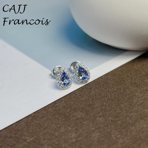 CAJJ Francois 0.75 carat tanzanite stud earrings for women, natural colored gems, jewelry gemstones, 925 silver inlay, tanzanite stud earrings