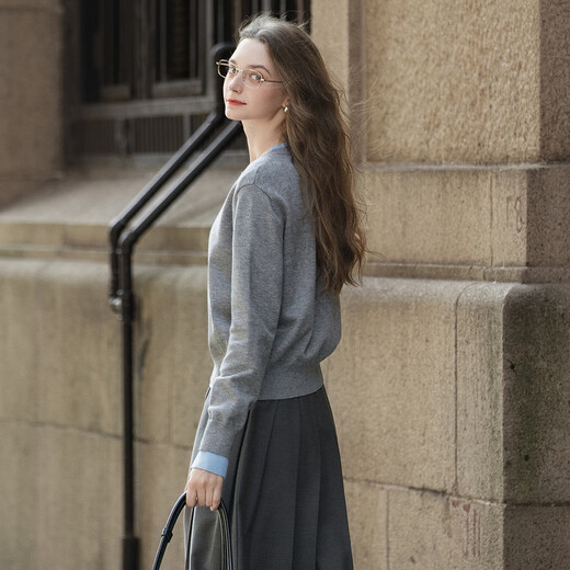 TonLion 2025 Autumn and Winter Women's Round Neck Fake Two-piece Spliced Cardigan Sweater