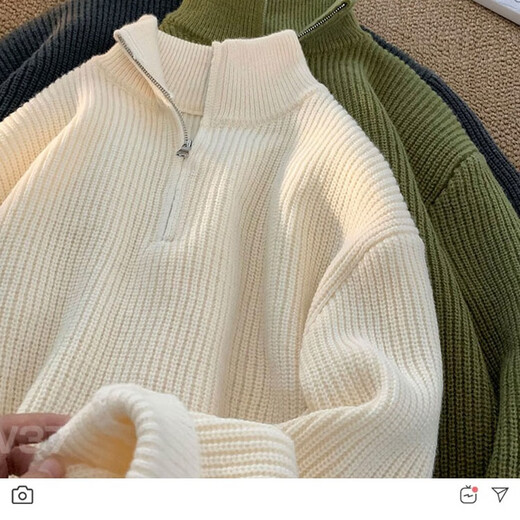 HXHK半拉链高领套头毛衣男秋季cityboy日系慵懒风上衣百搭情侣针织衫 黑色 L