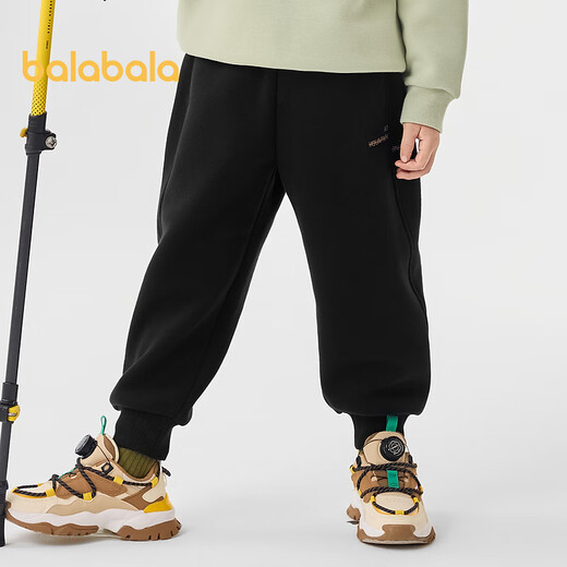 巴拉巴拉童装儿童长裤男童秋冬保暖加绒裤子洋气时尚休闲大童运动 黑色90001 140