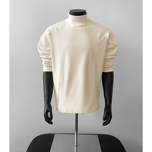 Junyin Half Turtle Collar German Velvet Bottoming Shirt Men's Spring and Autumn Long Sleeve T-Shirt Men's Warm Mid-Collar Slim Fit Top Deconstructed Sweatshirt Light Gray XL