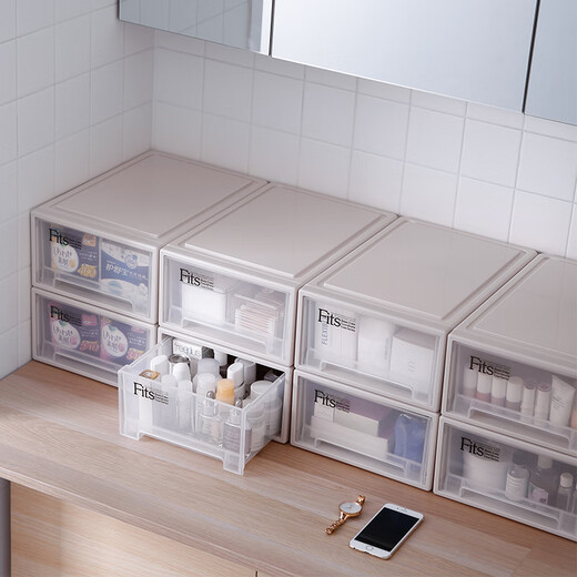 TENMA Japanese Tenma Plastic Drawer Storage Box Baby Wardrobe Clothing Organizing Underwear Storage Box Pants Storage Box F3923-Light Khaki (Made in Japan) 2 packs