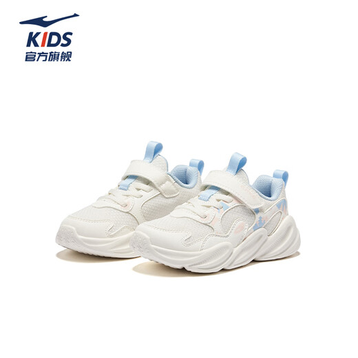 Hongxingerke (ERKE) children's shoes, boys and girls casual shoes, children's small and small children's cushioning light sports shoes, microcrystalline white/light oxygen blue 35