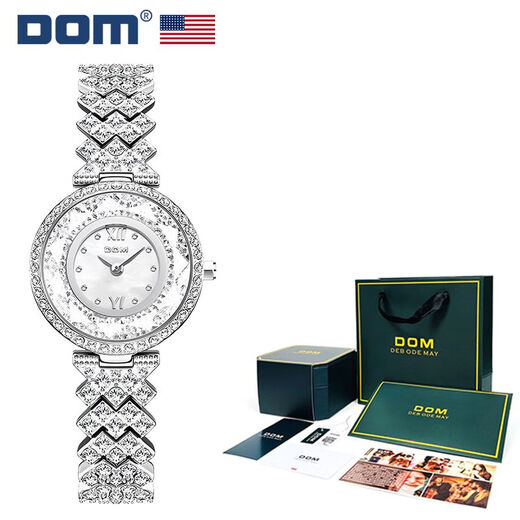 DOM腕表正品时尚轻奢优雅精钢带圆形石英防水女士手表 G-1349D-7M G-1349D-7M