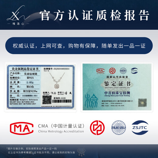 Weiluoxin S999 sterling silver moissanite diamond necklace clavicle chain gemstone pendant as a birthday gift for girlfriend, mother, girl, simple gift box set + certificate, 925 silver material