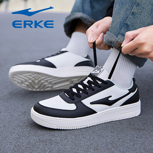 Hongxing Erke Board Shoes Summer 2025 Nuevos zapatos livianos para hombres Zapatos de cuero zapatillas de zapatillas bajas zapatillas casuales blancos hombres 1477 blanco y negro (Air Force) 40 Directo Directo Oficial