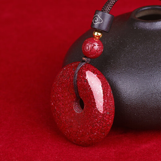 Shi Yue Jewelry Translucent Crystal Cinnabar Peace Buckle Pendant Zodiac Year of the Snake Amulet Necklace Pendant Men and Women Gifts