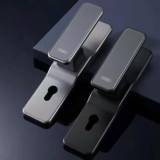 Huili customized silent door lock luxury bedroom door lock universal solid wood door handle black gold straight sliding door XF02 black 35-50mm universal type with key