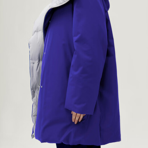 LESS冬双面穿白鸭绒羽绒服女设计感保暖中长款抽绳外套2NAC12530 403/深蓝 S