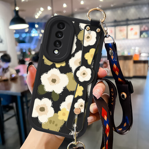
Zhiyuxi Honor 70 Mobile Case 829 Flowers Flowers Flowers [Cross-body wristband lanyard black] CF1096 Honor 30