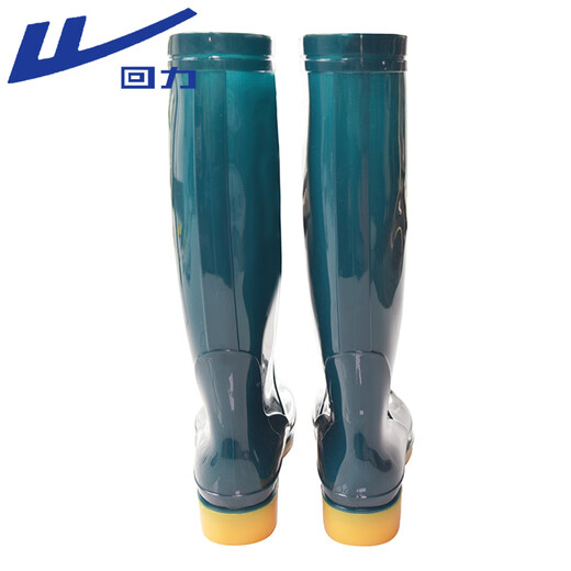 Pull-back rain boots for women, fashionable outdoor rain boots, waterproof rain boots, water shoes, wear-resistant rubber shoes 6813, dark green high tube 37