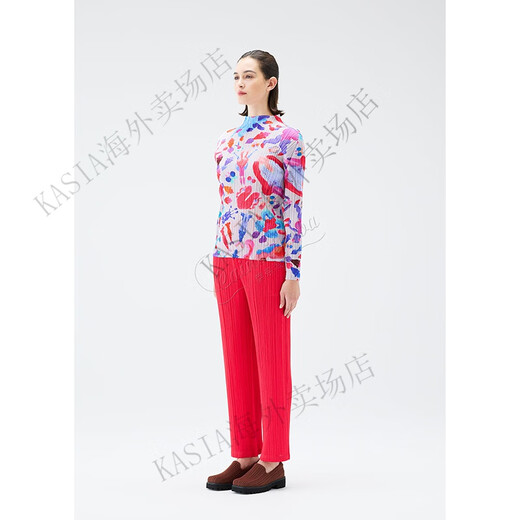 三宅一生（ISSEY MIYAKE）43JK691日本PLEATSPLEASE印花时尚高领上衣 粉色22 3码衣长56