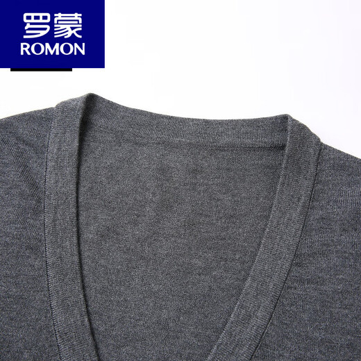 ROMON wool cardigan men's long-sleeved sweater jacket spring and summer open sweater V-neck solid color men's outer wear navy 175/L suitable for 140-160Jin Jin equals 0.5 kg to wear