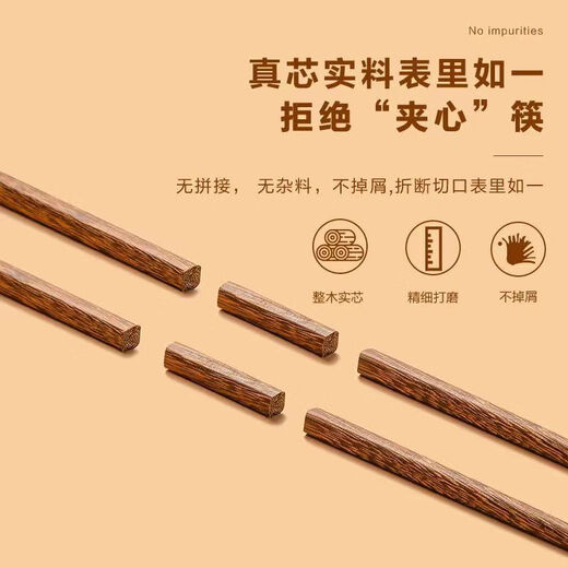 Tang Zong Chopsticks Chopsticks Household unpainted chicken wing wood chopsticks 10 pairs of wood color Unpainted and waxless chicken wing wood chopsticks 10 pairs