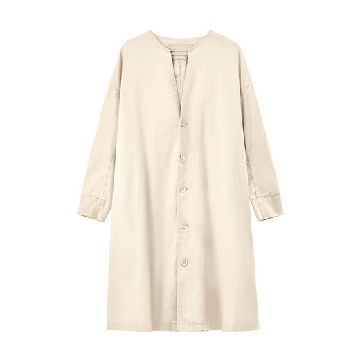 MUJIIDEE Women's Plain Collarless Jacket Women's Jacket GAD02C4S Off-White M (155/80A)