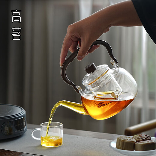 Gaoming glass teapot high temperature resistant thickened handle teapot open flame thickened electric ceramic stove special kettle set Mingxiang teapot + Hengpeng stove