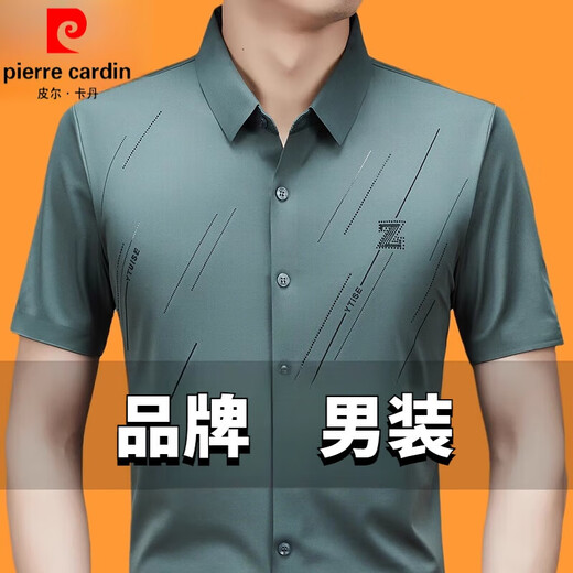 
Pierre cardin 2025 summer new brand men's short-sleeved shirt high-end anti-wrinkle-free and scratch-free shirt ice silk top knitted 9901 light gray [100% ice silk] 180/2XL recommended 155-170Jin [Jin equals 0.5 kg] wear