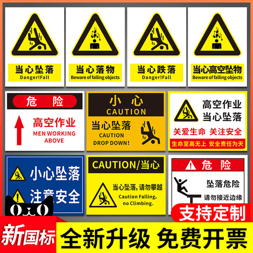 Xiao Yimo Beware of Falling Warning Sign Beware of Falling from High Altitude Signs to Prevent Falling Warning Signs Pay Attention to Safety Tips Main Image 20x30cm