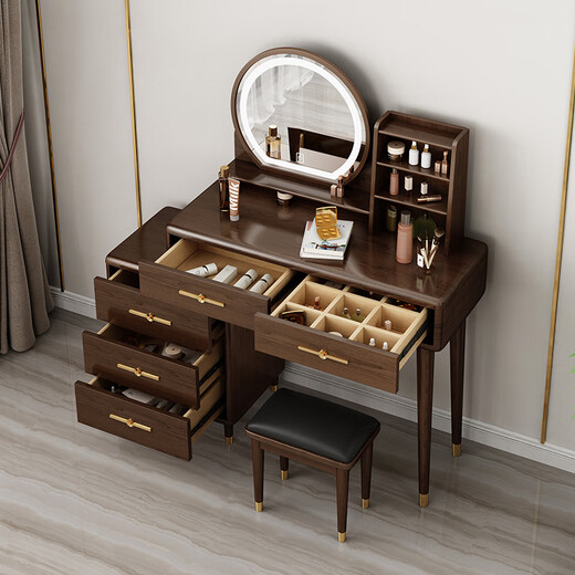 Qiuke solid wood dressing table storage cabinet dressing table bedroom new Chinese dressing table modern simple drawer cabinet integrated dressing table