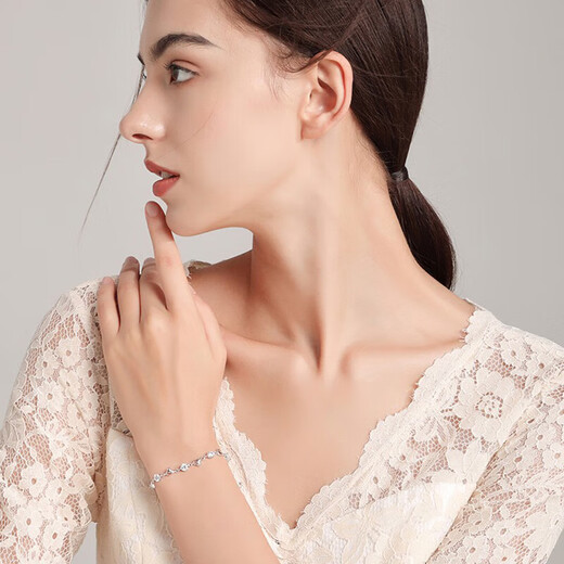 Farcoko brand pt950 platinum bracelet for women platinum moissanite single-minded fashion jewelry birthday gift for girlfriend Platinum single-minded bracelet-moissanite (full) - exquisite high-end gift box