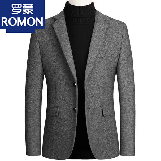 ROMON Wool Suit Men's Spring and Autumn New Woolen Jacket Middle-aged Business Casual Slim Suit Top Black XL 135-150Jin Jin is equal to 0.5 kg