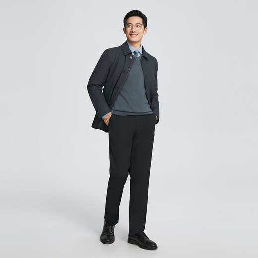 YOUNGOR windbreaker men's autumn and winter composite fabric goose down filled velvet business warm shopping mall for young and middle-aged people, same style, navy YYYF415471FFA L 175/96A