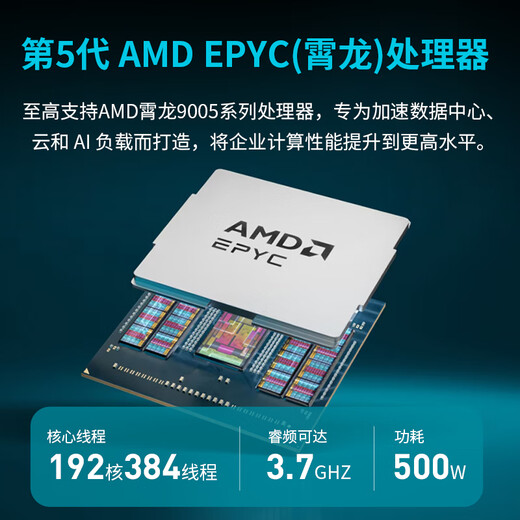Cloud Hin Yunxuan AMD EPYC9005 Analyse des données Deepseek Local Deployment Tower Workstation GPU Server Computer Host AMD EPYC 9274F 64G Mémoire 丨 960G Solid State 丨 RTX 4090