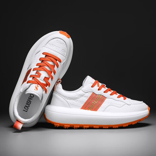 LOUISPRO brand men's shoes sneakers light luxury fashionable casual shoes soft sole thick sole heightened dad shoes men's white orange 39 [standard sneaker size]