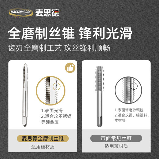MASTERPROOF tap tapping set manual tapping wrench die wrench thread screw repair 8-piece set M3-M12