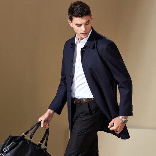 Antonio high-count worsted 100% sheep wool men's high-end jacket mid-length coat business executive windbreaker