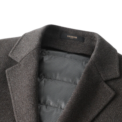 YOUNGOR Coat Men's Autumn and Winter Young Men's Coat Wool Cashmere Fabric Goose Down Liner Business Coat Brown VYSY01N152WXY L 175/96A