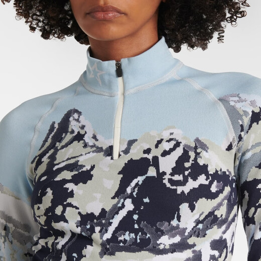 Perfekter Moment Frauen Jacquard Halb Reißverschluss Ski Top P00988683 Beige L CN 175/96