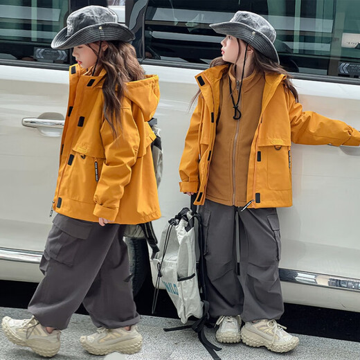 Disney girls' jacket three-in-one removable autumn and winter style children's jacket windproof jacket children's mid-to-large autumn clothes jacket same as coat + fleece liner 160 (recommended height 150cm 13-14 years old)